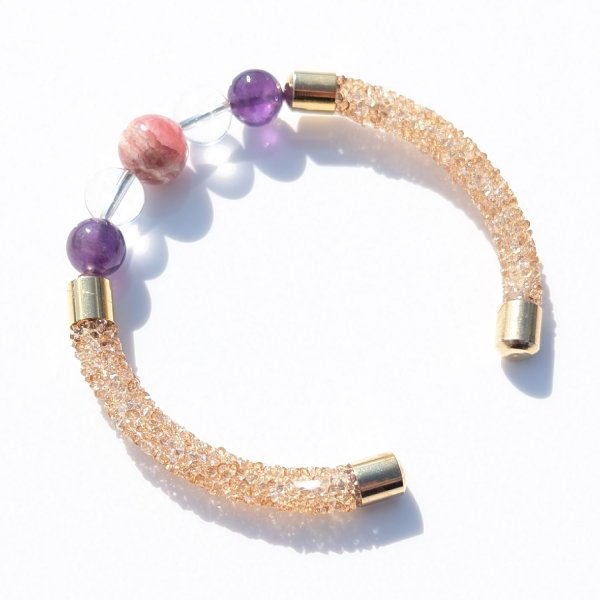 画像4: 女性の魅力を高める石  インカローズ/ロードクロサイト  アメジスト  本水晶  ニューチューブ  バングル  キラキラ輝くベージュクリスタル使用  誕生日  贈り物   クリスマスプレゼント  nC12  / 誕プレ 魔除け 運気向上 お揃い クリスマスプレゼント お祝  高品質 / 京海堂