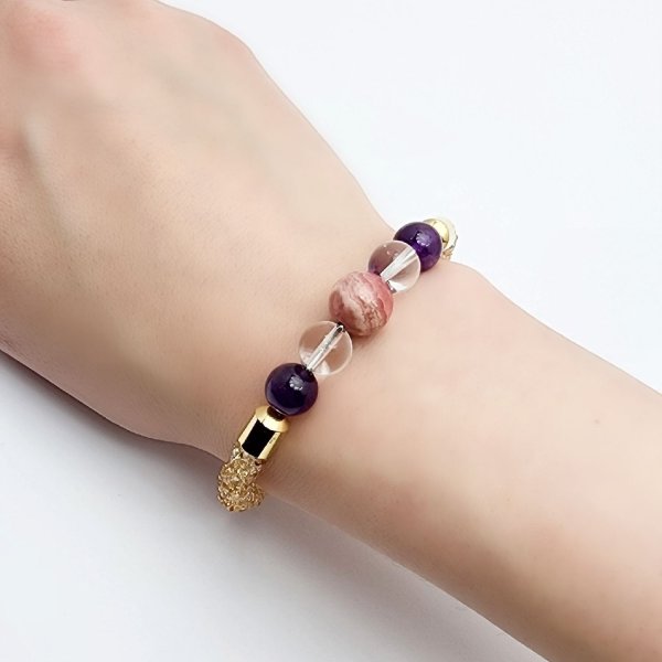 画像5: 女性の魅力を高める石  インカローズ/ロードクロサイト  アメジスト  本水晶  ニューチューブ  バングル  キラキラ輝くベージュクリスタル使用  誕生日  贈り物   クリスマスプレゼント  nC12  / 誕プレ 魔除け 運気向上 お揃い クリスマスプレゼント お祝  高品質 / 京海堂