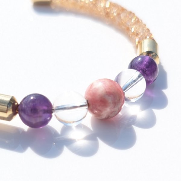 画像3: 女性の魅力を高める石  インカローズ/ロードクロサイト  アメジスト  本水晶  ニューチューブ  バングル  キラキラ輝くベージュクリスタル使用  誕生日  贈り物   クリスマスプレゼント  nC12  / 誕プレ 魔除け 運気向上 お揃い クリスマスプレゼント お祝  高品質 / 京海堂
