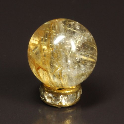 別のアングル写真3: 金色にきらりと光る  10ミリ  一点物  1粒売り  ゴールド  タイチンルチル  KTT33  貫通穴あり  水晶のお守り効果  贈答品  ギフト  / プレゼント お祝 高品質 / 京海堂