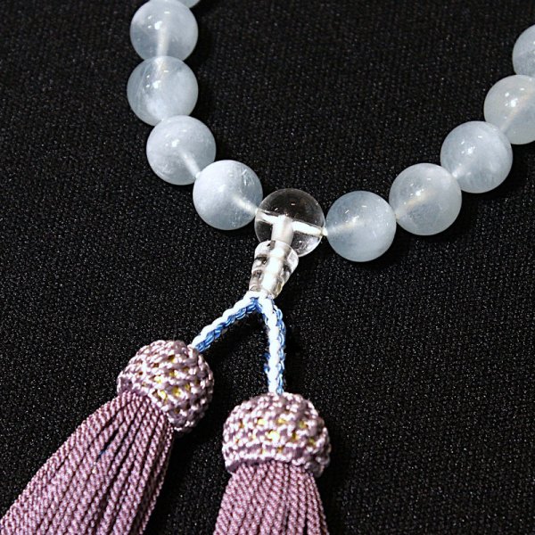 画像3: 御念珠/頭付房  アクアマリン  本水晶  クリスタル  仕立て  本物  天然石  パワーストーン使用  数珠  法事  贈り物   クリスマスプレゼント  お守り  お正月  合格祈願  / 誕プレ 魔除け 運気向上 お揃い クリスマスプレゼント お祝  高品質 / 京海堂