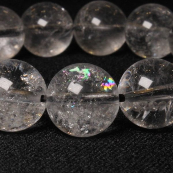 画像1: 数珠から虹が光るプラチナルチル【神秘的な世界観が魅力】 12mm 一点物 開運セット付【GHB17・43g】ルチルクォーツブレスレット 自己成長や人脈形成、精神的な安定 邪気払い プレゼント 贈り物 水晶 浄化発送 ギフト 京海堂