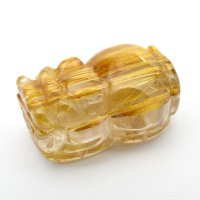 【極太タイチンがド直球！】1点物 ゴールド タイチンルチル クォーツ 貔貅 ヒキュウ 【GHHKU1】6ｇ【石言葉*財運/開運/金運/招財】商売?盛　邪気払い お守り ご褒美 パーツ 貫通穴あり ルチルクォーツ 効果 京海堂