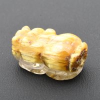 【キャッツアイ効果あり☆】1点物 ゴールド タイチンルチル クォーツ 貔貅 ヒキュウ 【GHHKU3】3ｇ 商談 面接 交渉 勝負運 邪気払い お守り ご褒美 天然石ビーズ 貫通穴あり ルチルクォーツ 効果 京海堂