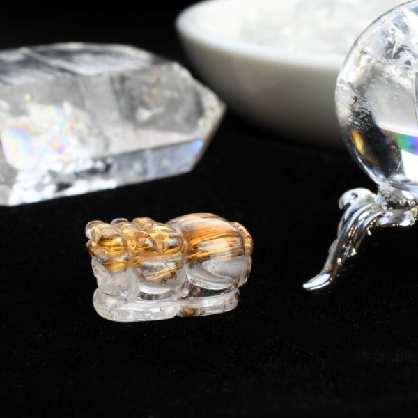 画像15: 【美しいブロンズ針の艶が豊かさを象徴☆】1点物  ゴールド  タイガールチル  クォーツ  貔貅  ヒキュウ  【GHHKU2】3g蓄財  金運祈願  運気アップ  財運  商売?盛  昇運  お守り  ご褒美  パーツ  貫通穴あり  / 誕プレ 魔除け 運気向上 お揃い クリスマスプレゼント お祝  高品質 / 京海堂