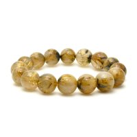 【煌めく太針の金運ブレス】13 mm 一点物【GHB47】太陽放射ルチルクォーツブレスレット 強い意志 目標達成 金運 成功運 プレゼント 贈り物 水晶 55g 浄化発送 ギフト 京海堂