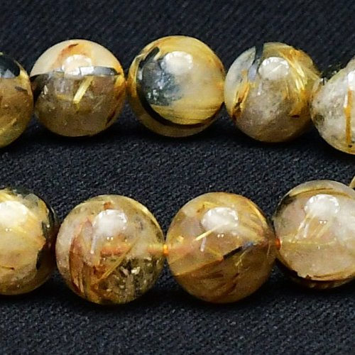 別のアングル写真2: 【虹入り太金針×ヘマタイト】 11mm 太陽放射ルチルクォーツ 一点物【GHB67】 金運 仕事運 活力 開運 金針 高品質 プレゼント 贈り物 重厚感 天然石 36ｇ 浄化発送 メンズ レディース ギフト 京海堂
