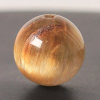 繊細なルチルの束が優しい一粒 約14ミリ ゴールドルチルクォーツ【GHTU13 5g】 一点物 1粒売り ハンドメイド 交換用ゴム付＆巾着1枚 【金運・人間関係を向上・仕事運・家族円満】 金針水晶 お守り効果 ご褒美 お揃い ギフト 京海堂