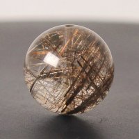 ブロンズブラウンの針と透明感が美しい 約13ミリ ブロンズルチルクォーツ【GHTU14 4g】 一点物 1粒売り ハンドメイド 交換用ゴム付＆巾着1枚 【金運・人間関係を向上・仕事運・家族円満】 金針水晶 お守り効果 ご褒美 お揃い ギフト 京海堂