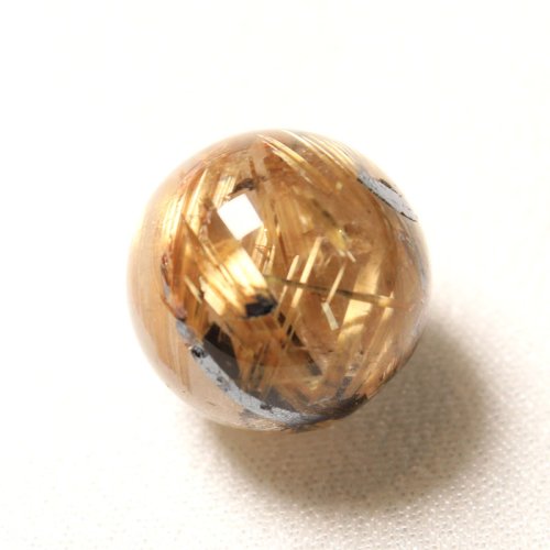 別のアングル写真2: 目が離せない一粒！ 約14ミリ 太陽放射ルチルクォーツ【GHTU17 5g】 一点物 1粒売り ハンドメイド 交換用ゴム付＆巾着1枚 【金運アップ・目標達成・家族円満・自己肯定感】 金針水晶 お守り効果 ご褒美 お揃い ギフト 京海堂