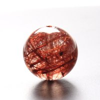 輝く繊細な赤い針の華やかさが美しい レッドルチルクォーツ 約12ミリ【GHTU22 3g】 一点物 1粒売り ハンドメイド 交換用ゴム付＆巾着1枚 【勝負運・家庭運・成功運・目標達成】 金針水晶 お守り効果 ご褒美 お揃い ギフト 京海堂