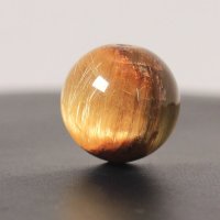 【高品質グレード☆極太金針とキャッツアイ】約14ミリ ゴールドタイチンルチルクォーツ【GHTU25 5g】 一点物 1粒売り ハンドメイド 交換用ゴム付＆巾着1枚 【金運・財運・事業成功・勝負運・強運・成功】 金針水晶 お守り効果 ご褒美 お揃い ギフト 京海堂