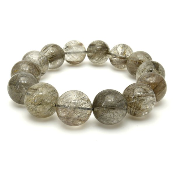 画像1: 【美しい銀針の艶！】16mm シルバールチルクォーツブレスレット 艶感 一点物【GHB49】 冷静な判断力 直感力の強化 邪気払い 精神の安定 お守り 高品質 クリスマスプレゼント 贈り物 水晶 86ｇ 浄化発送 メンズ レディース ギフト 京海堂