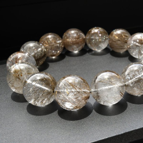 画像15: 【美しい銀針の艶！】16mm シルバールチルクォーツブレスレット 艶感 一点物【GHB49】 冷静な判断力 直感力の強化 邪気払い 精神の安定 お守り 高品質 クリスマスプレゼント 贈り物 水晶 86ｇ 浄化発送 メンズ レディース ギフト 京海堂