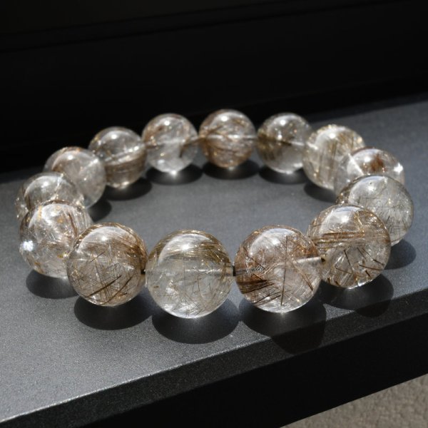 画像17: 【美しい銀針の艶！】16mm シルバールチルクォーツブレスレット 艶感 一点物【GHB49】 冷静な判断力 直感力の強化 邪気払い 精神の安定 お守り 高品質 クリスマスプレゼント 贈り物 水晶 86ｇ 浄化発送 メンズ レディース ギフト 京海堂