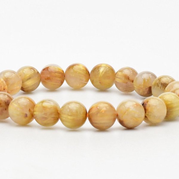 画像2: 【ヘマタイト入り金針ルチル】 9mm ゴールドタイチンルチルクォーツ 一点物【GHB82】 金運 仕事運 集中力向上 開運 金針 高品質 クリスマスプレゼント 贈り物 天然石 21ｇ 浄化発送 メンズ レディース ギフト 京海堂