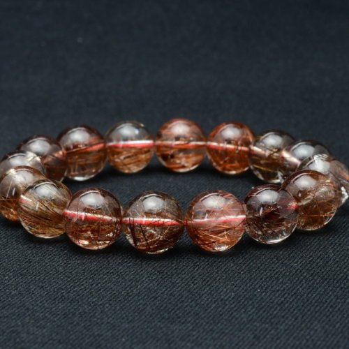 別のアングル写真2: 【高透明度クォーツに艶めく赤針が優美】13mm〜14mm レッドルチルクォーツブレスレット 艶感 一点物【GHB93】 情熱・活力・魅力アップ・勇気・積極性・目標達成 お守り 高品質 クリスマスプレゼント 贈り物 水晶 59ｇ 浄化発送 メンズ レディース ギフト 京海堂