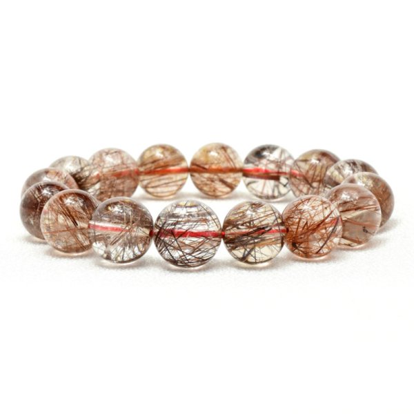 画像1: 【高透明度クォーツに艶めく赤針が優美】13mm〜14mm レッドルチルクォーツブレスレット 艶感 一点物【GHB93】 情熱・活力・魅力アップ・勇気・積極性・目標達成 お守り 高品質 クリスマスプレゼント 贈り物 水晶 59ｇ 浄化発送 メンズ レディース ギフト 京海堂