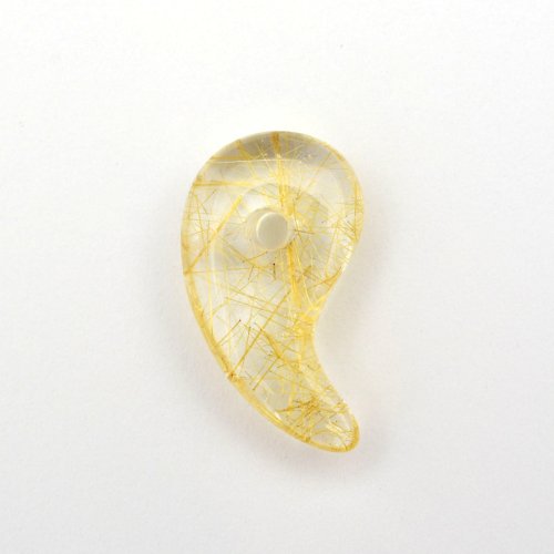 別のアングル写真2: 【水面のように透き通る輝き☆】人気 勾玉 ゴールド ルチル クォーツ 一点物【KMr57】お守り効果 力が宿る パワーストーン 金運・目標達成・人間関係・向上 クリスマスプレゼント 守護石 京海堂