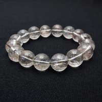 【インクルージョンが個性を惹き立てる☆】13mm シルバールチルクォーツブレスレット 艶感 一点物【GHB54】 浄化 ビジネス運 精神の安定 チャンスを見極める 仕事運 安定した収入 お守り 高品質 プレゼント 贈り物 水晶 54ｇ 浄化発送 メンズ レディース ギフト 京海堂