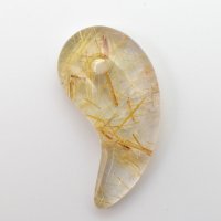 【金針☆個性的な自然のデザインが魅力】人気 勾玉 ゴールド ルチル クォーツ 一点物【KMr64】お守り効果 力が宿る パワーストーン 勝負運・金運・目標達成 プレゼント 守護石 京海堂