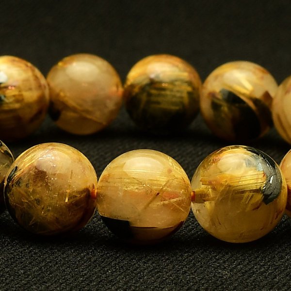 画像8: 【黒と金のコントラストが魅せる☆】　タイチンルチル 太陽放射ルチル ブレスレット 11mm　一点物【GHB105】ルチルクォーツブレスレット 仕事運 金運 人間関係 成功を掴む 最強ルチル　プレゼント　贈り物　太陽放射　水晶　37g　浄化発送 ギフト　京海堂