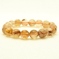 【濃密な輝きが美しい】　タイガールチル ブレスレット 11mm　一点物【GHB111】ルチルクォーツブレスレット 仕事運 金運 集中力 判断力 プレゼント　贈り物　太陽放射　水晶　35g　浄化発送 ギフト　京海堂