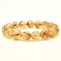 【落ち着いた顔して、実はパワー強め】　タイガールチル ブレスレット 12mm　一点物【GHB112】ルチルクォーツブレスレット 仕事運 金運 集中力 判断力 プレゼント　贈り物　太陽放射　水晶　44g　浄化発送 ギフト　京海堂