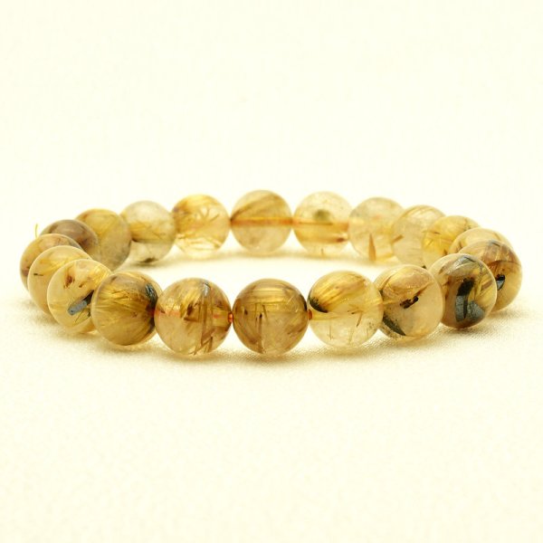 画像1: 【シャトヤンシー効果が美しい☆】 太陽放射ルチル ブレスレット 10mm 一点物【GHB109】ルチルクォーツブレスレット 仕事運 金運 人間関係 成功を掴む 最強ルチル プレゼント 贈り物 太陽放射 水晶 30g 浄化発送 ギフト 京海堂