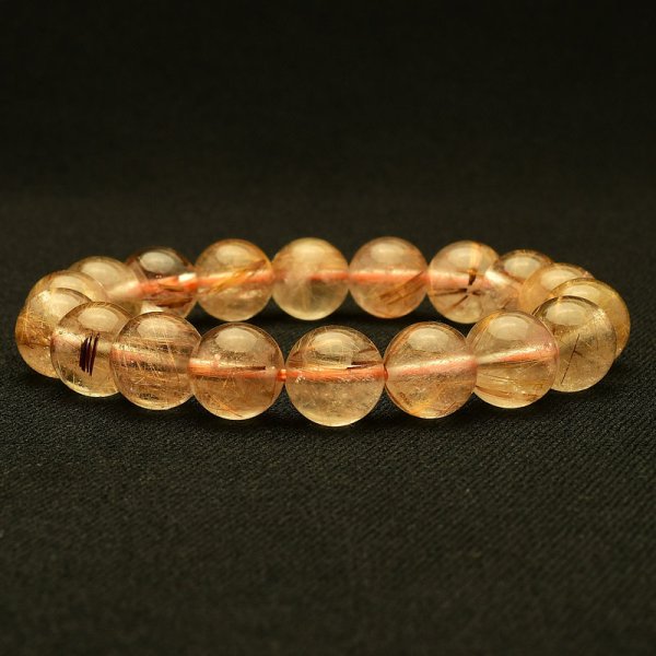 画像2: 【優しい茶針と透明感】　タイガールチル ブレスレット 11mm　一点物【GHB110】ルチルクォーツブレスレット 仕事運 金運 集中力 判断力 プレゼント　贈り物　太陽放射　水晶　34g　浄化発送 ギフト　京海堂