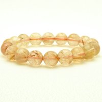 【優しい茶針と透明感】　タイガールチル ブレスレット 11mm　一点物【GHB110】ルチルクォーツブレスレット 仕事運 金運 集中力 判断力 プレゼント　贈り物　太陽放射　水晶　34g　浄化発送 ギフト　京海堂