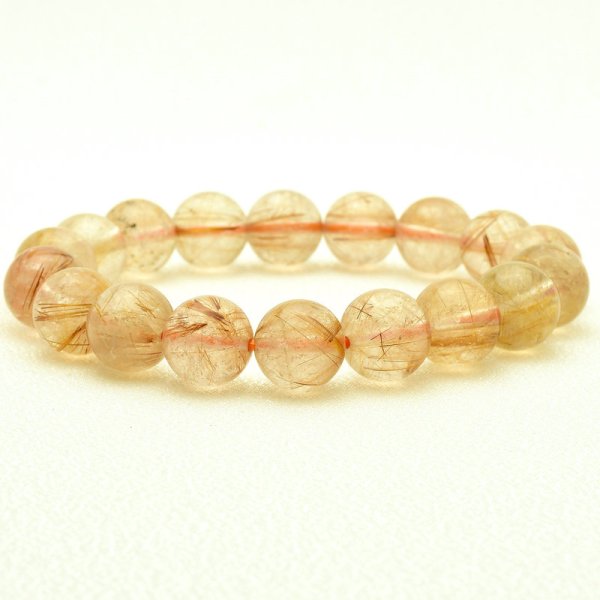 画像1: 【優しい茶針と透明感】　タイガールチル ブレスレット 11mm　一点物【GHB110】ルチルクォーツブレスレット 仕事運 金運 集中力 判断力 プレゼント　贈り物　太陽放射　水晶　34g　浄化発送 ギフト　京海堂