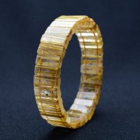 貴重な一点☆虹入り【透明感抜群のプレートが揃ったルチルバングル】約14〜15mm　一点物　【GHB39・38g】最強金運　金針水晶のお守り効果　ご褒美　お揃い　贈答品　ギフト　魔除 厄除　京海堂