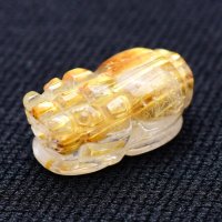 【美しく輝く黄金の金針】1点物　ゴールド　タイチンルチル　クォーツ　貔貅　ヒキュウ　【GHHKU7】2g　金運 商談 面接　交渉　勝負運　邪気払い　お守り　ご褒美　天然石ビーズ　貫通穴あり　ルチルクォーツ　効果　京海堂