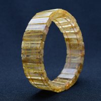 美しく並んだ金針の輝きが神秘的☆【ルチルクォーツバングル】約18〜19mm　一点物　【GHB40・50g】最強金運　ビジネス　勝負運　金針水晶のお守り効果　ご褒美　お揃い　贈答品　ギフト　魔除 厄除　京海堂