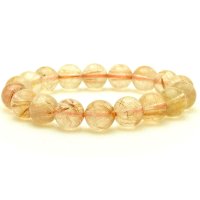 【優しい茶針と透明感】　タイガールチル ブレスレット 11mm　一点物【GHB110】ルチルクォーツブレスレット 仕事運 金運 集中力 判断力 プレゼント　贈り物　太陽放射　水晶　34g　浄化発送 ギフト　京海堂