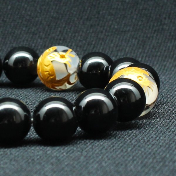 画像10: 【四神獣ブレス】12ミリ×10mm MIX数珠 玄武 皇帝龍 鳳凰 白虎 ＆ドラゴンアゲート＆ ブラックスピネル ブレスレット 【石言葉「成長・成功」、白虎が「勇気・守護」、朱雀が「情熱・再生」、玄武が「安定・健康」お守り効果 贈り物 ご褒美 お揃い 京海堂