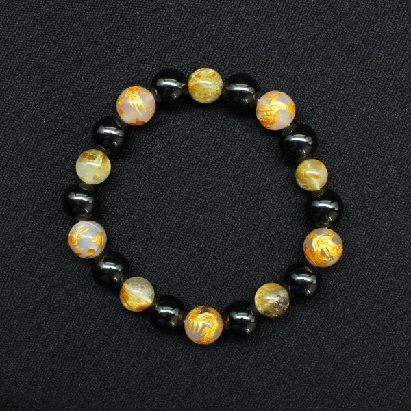 画像3: 【最強の皇帝龍】10ミリ×8mm MIX数珠 五芒星 皇帝龍 ドラゴンアゲート タイチンルチル ブラックスピネル【ブレスレット】 【石言葉*「成功」「情熱」「勝利」「強運」「洞察力」「家族円満」お守り効果 贈り物 ご褒美 お揃い mix4rs1 京海堂