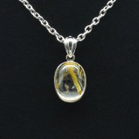 金色の輝き  一点物  ゴールドタイチンルチル  SV925  ペンダント  KgT29  ケース付  水晶のお守り効果  誕生日  ギフト  贈り物    / 誕プレ 魔除け 運気向上 お揃い プレゼント お祝  高品質 / 京海堂