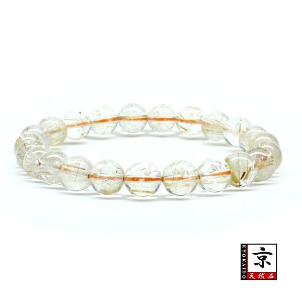 画像2: 末広がり8mmブレスレット ゴールドルチルクォーツ【約8mm ±0.5ブレス】一点物【 GHB121・18g】綺麗な金針クォーツ 金運上昇 仕事運向上 クリスマスクリスマスプレゼント 贈り物 水晶 浄化発送 ギフト 京海堂