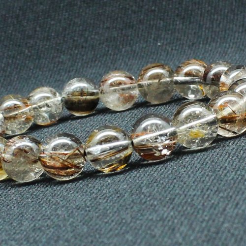 別のアングル写真1: レア物 マルチルチルクォーツ レッド＆ブラウン カラールチル【約9mm ±0.5ブレス】一点物【 GHB118】無数の鉱物が入り　パワーを感じる一品 金運上昇 仕事運向上 クリスマスクリスマスプレゼント 贈り物 水晶 23ｇ 浄化発送 ギフト 京海堂