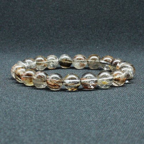 別のアングル写真2: レア物 マルチルチルクォーツ レッド＆ブラウン カラールチル【約9mm ±0.5ブレス】一点物【 GHB118】無数の鉱物が入り　パワーを感じる一品 金運上昇 仕事運向上 クリスマスクリスマスプレゼント 贈り物 水晶 23ｇ 浄化発送 ギフト 京海堂