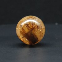 大珠15mm 無数の金針が存在感ある一点物 ゴールドルチルクォーツ 【GHTU29 6g】1粒売り ハンドメイド 交換用ゴム付＆巾着1枚 【金運・ビジネス運・人間関係・目標達成】 金針水晶 お守り効果 ご褒美 お揃い ギフト 京海堂