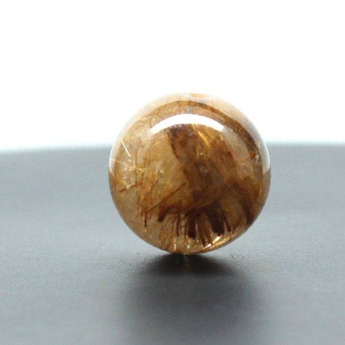 別のアングル写真1: 大珠15mm 無数の金針が存在感ある一点物 ゴールドルチルクォーツ 【GHTU29 6g】1粒売り ハンドメイド 交換用ゴム付＆巾着1枚 【金運・ビジネス運・人間関係・目標達成】 金針水晶 お守り効果 ご褒美 お揃い ギフト 京海堂