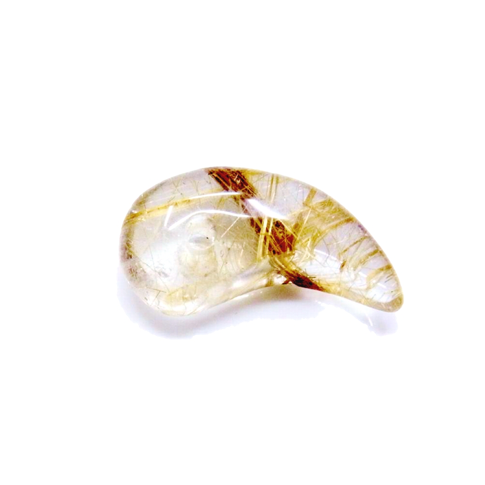 黄金の輝き】一点物 ゴールドタイチンルチル 勾玉 Mr60 金針