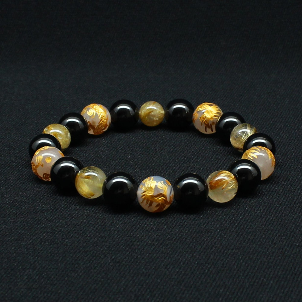 【最強の皇帝龍】10ミリ×8mm MIX数珠 五芒星 皇帝龍 ドラゴンアゲート タイチンルチル ブラックスピネル【ブレスレット】 【石言葉*「成功」「情熱」「勝利」「強運」「洞察力」「家族円満」お守り効果 贈り物 ご褒美 お揃い mix4rs1 京海堂