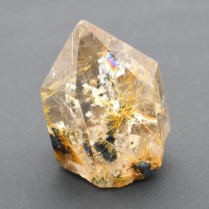 画像: 【金運爆上げ】一点物　ゴールド　太陽放射ルチル　虹入り　原石　23g　GHG2　巾着1枚＆座布団付　金針が放つ成功の石　金運　成功を引き寄せる石　仕事運向上　お守り　贈り物　ギフト　京海堂