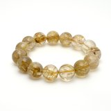 画像: 【金運上昇×幸運の虹】 14mm 一点物【GHB45】虹入りゴールドルチル＆タイチンルチル ブレスレット 金運、仕事運向上、直感力向上、集中力向上、精神力強化 プレゼント 贈り物 水晶 62g 浄化発送 天然石 パワーストーン