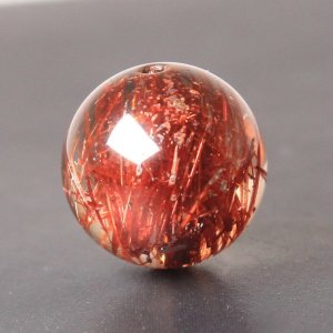 画像: 赤い針の集合が美しい 約12ミリ レッドルチルクォーツ【GHTU20 3g】 一点物 1粒売り ハンドメイド 交換用ゴム付＆巾着1枚 【金運・家庭運・愛情運・恋愛成就・信頼関係】 金針水晶 お守り効果 ご褒美 お揃い ギフト 京海堂