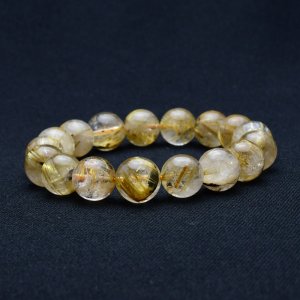 画像: 【ハートのヘマタイトがポイント☆】 12〜13mm 太陽放射ルチルクォーツ 一点物【GHB94】 金運 仕事運 活力 開運 金針 高品質 プレゼント 贈り物 重厚感 天然石 44ｇ 浄化発送 メンズ レディース ギフト 京海堂